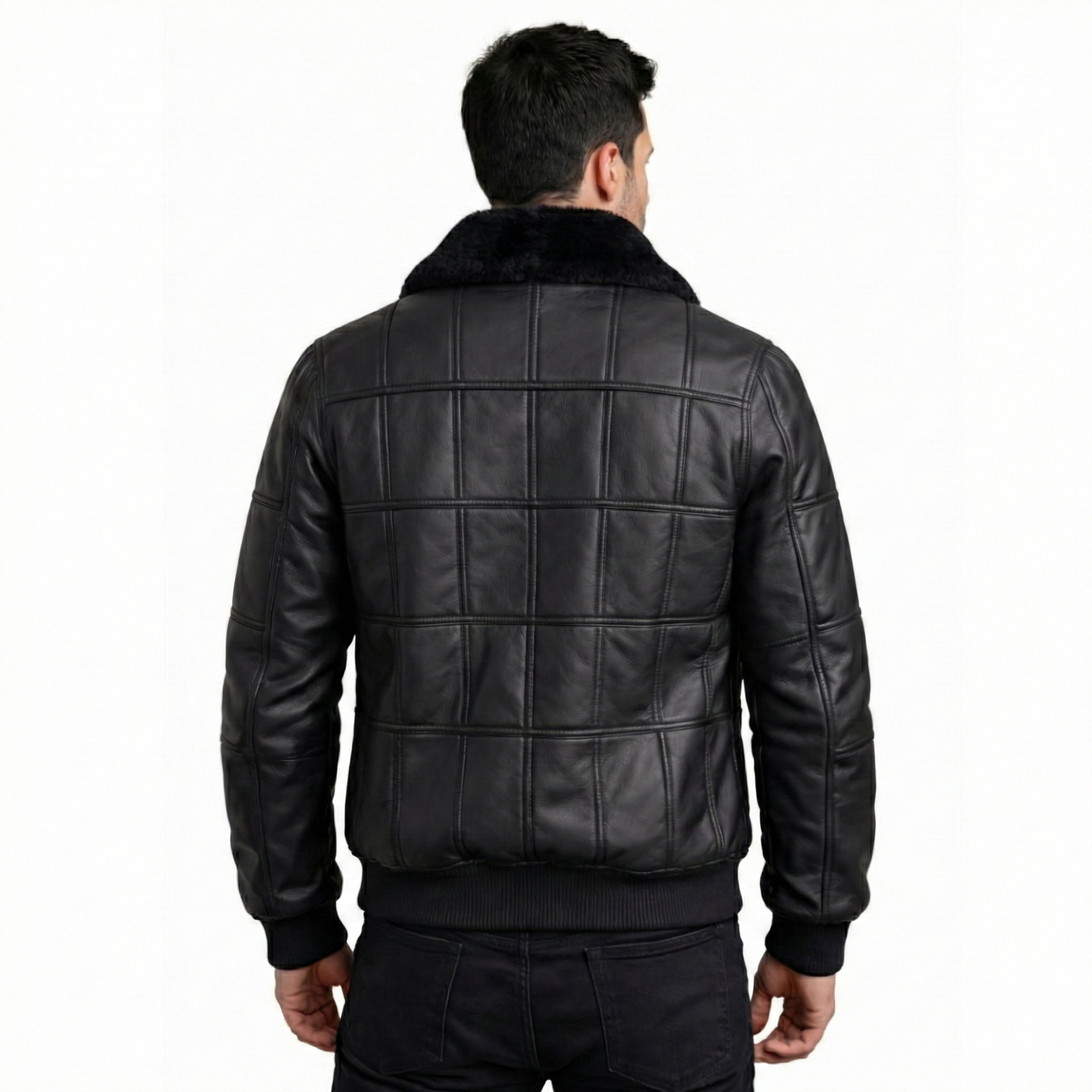 Hakiki Deri Kürklü Siyah Mont