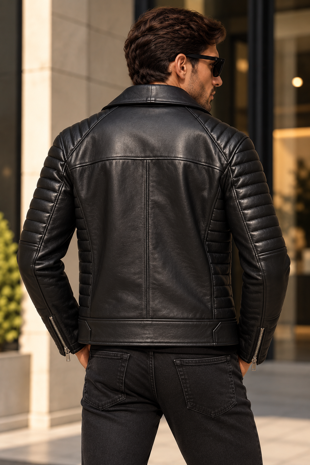 Raven Hakiki Deri Biker Erkek Ceket