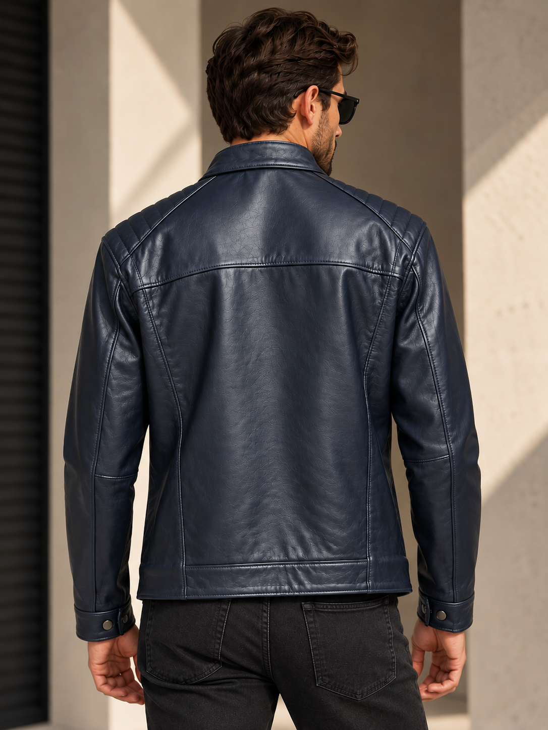 Navy Rider Hakiki Deri Erkek Mont